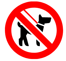 Verbotsschild Hunde im Tolli-Park